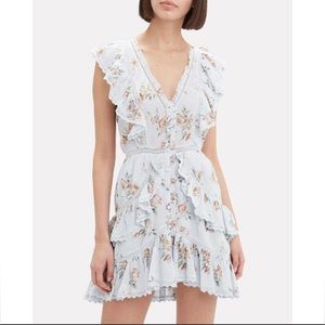 LOVESHACKFANCY India Blue Floral Ruffle Mini Dress in Peri